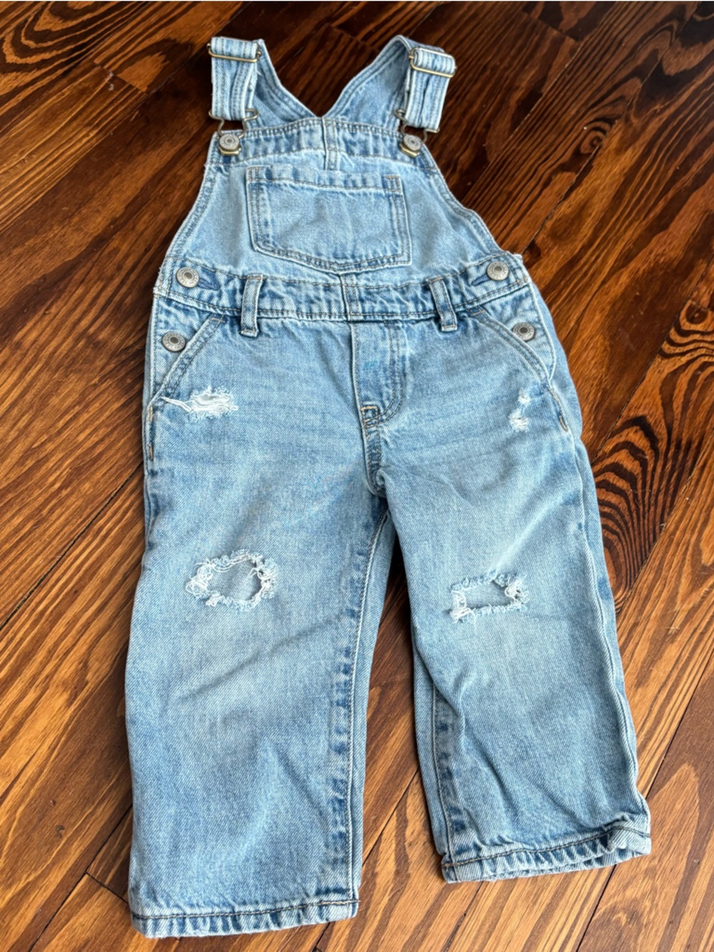 Gap Baby Light Wash Distressed Denim Overalls